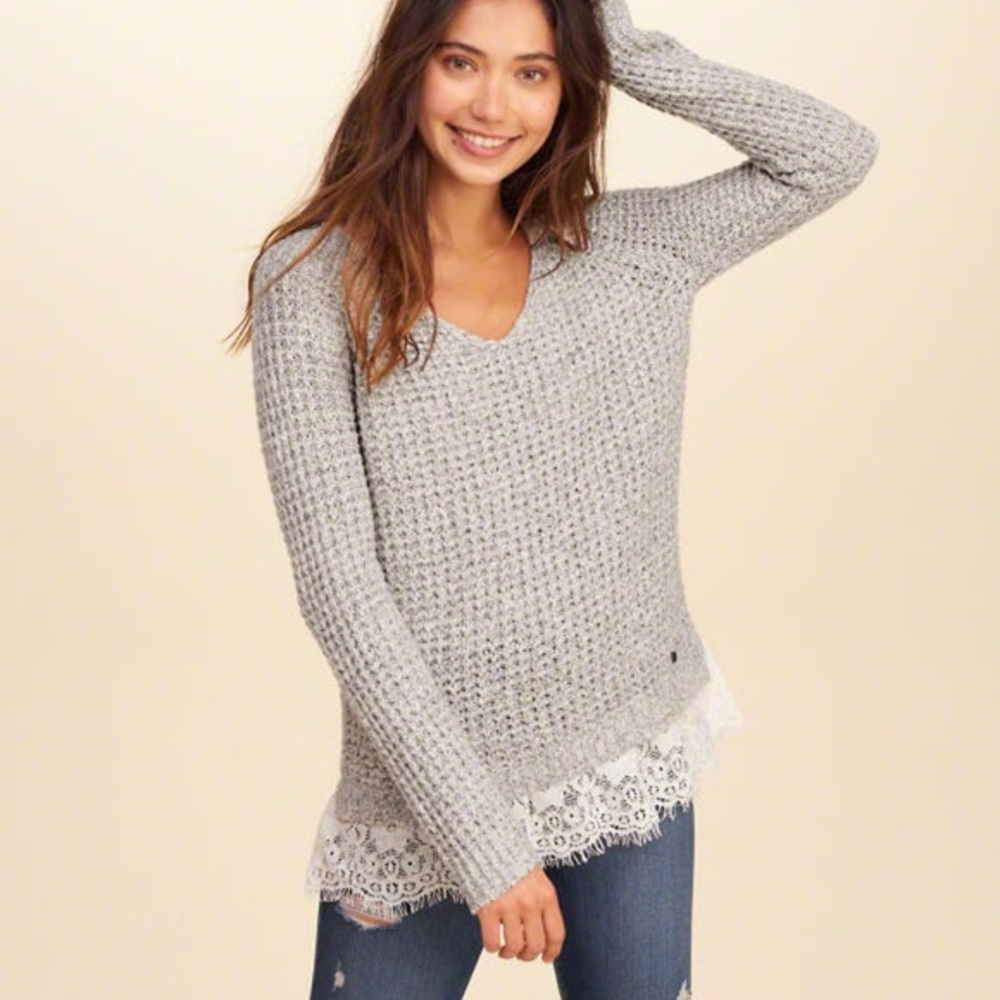 Hollister size M grey with lace bottom sweater